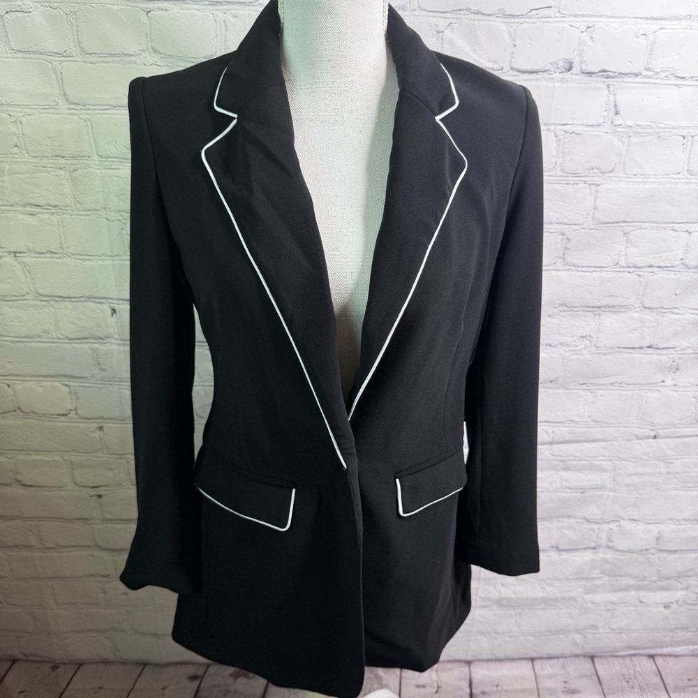 BOSTON PROPER Black Nylon Blazer NWT 6